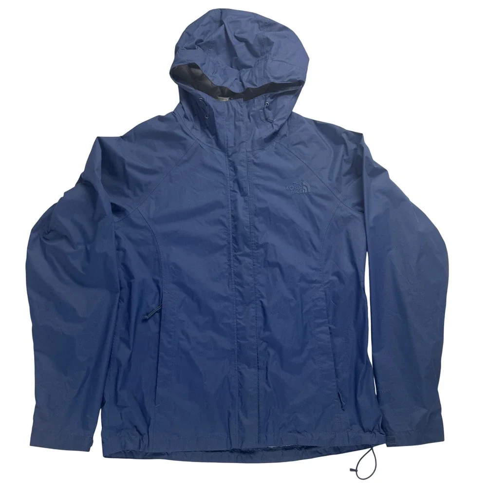The North Face DryVent Rain Jacket Womens Medium Blue Hooded Waterproof Shell